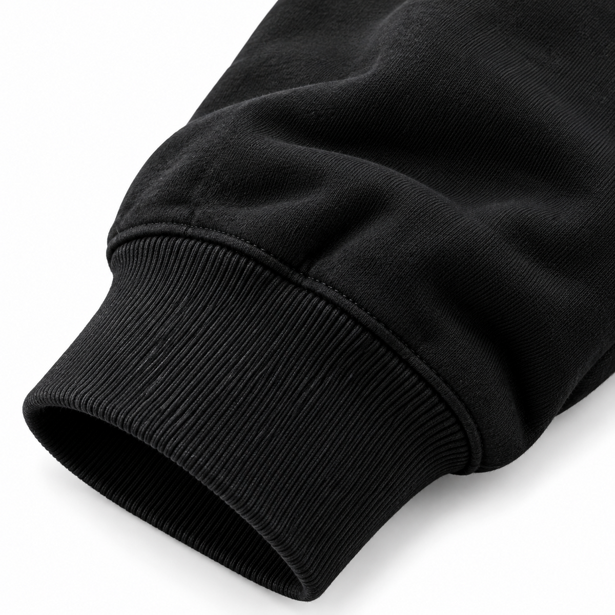 Black hoodie ribbed cuff detail