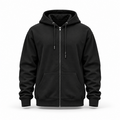 Black zip-up hoodie front view