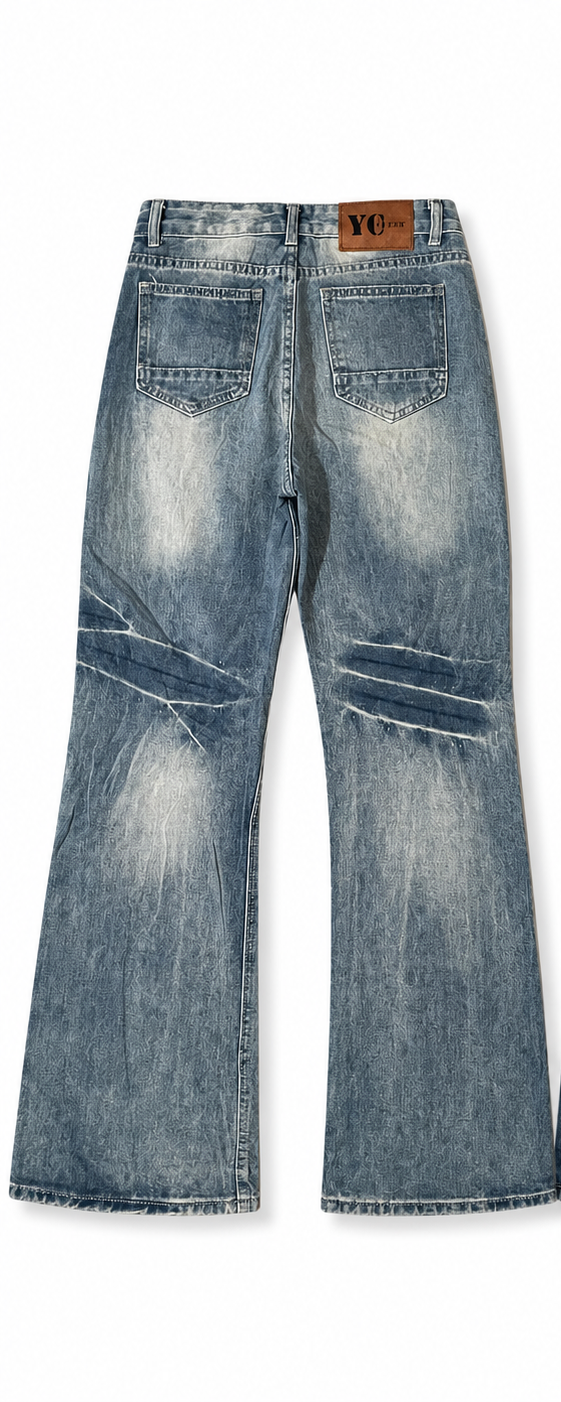 Women Ice Fade Washed Flared Jeans