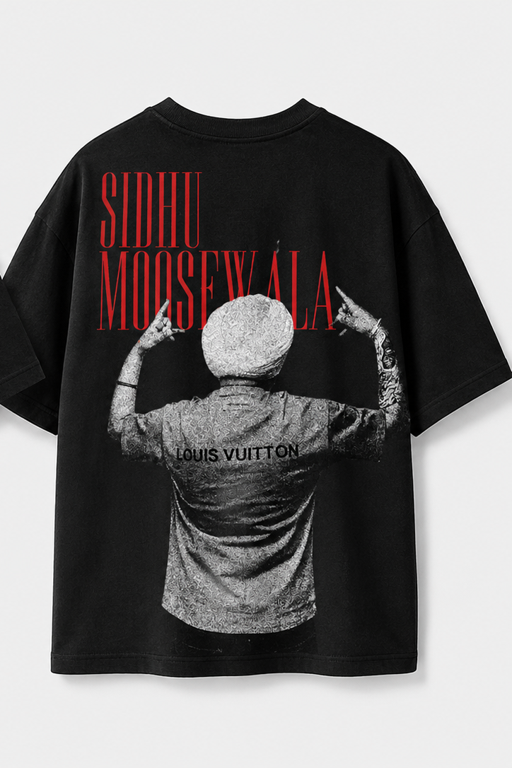 Moosa Forever Sidhu Moosewala Oversized T-Shirt – Black – back view