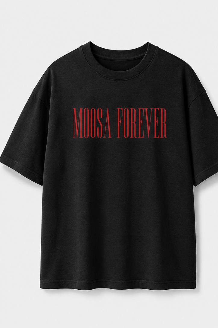 Moosa Forever Sidhu Moosewala Oversized T-Shirt – Black – front view