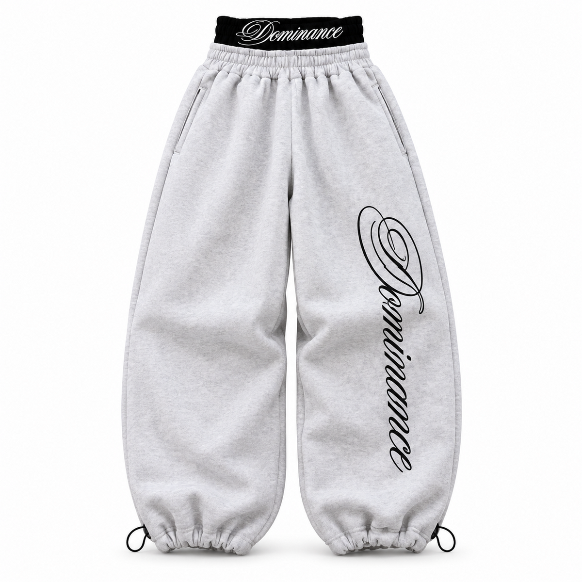 Dominance grey barrel trackpants front view