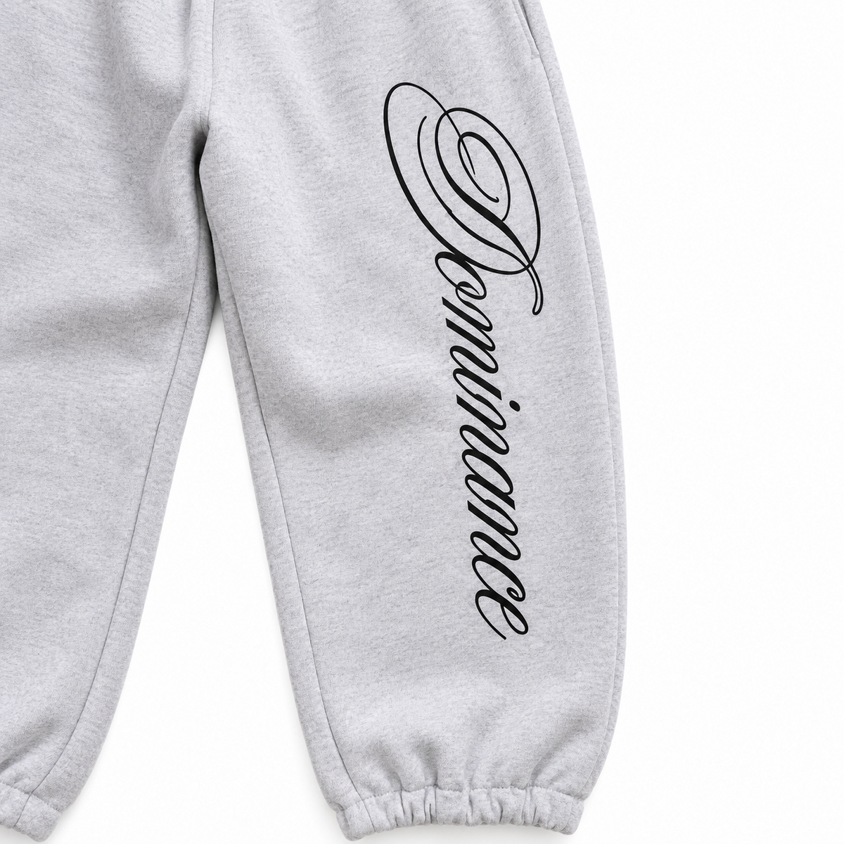 Dominance grey barrel trackpants print detail