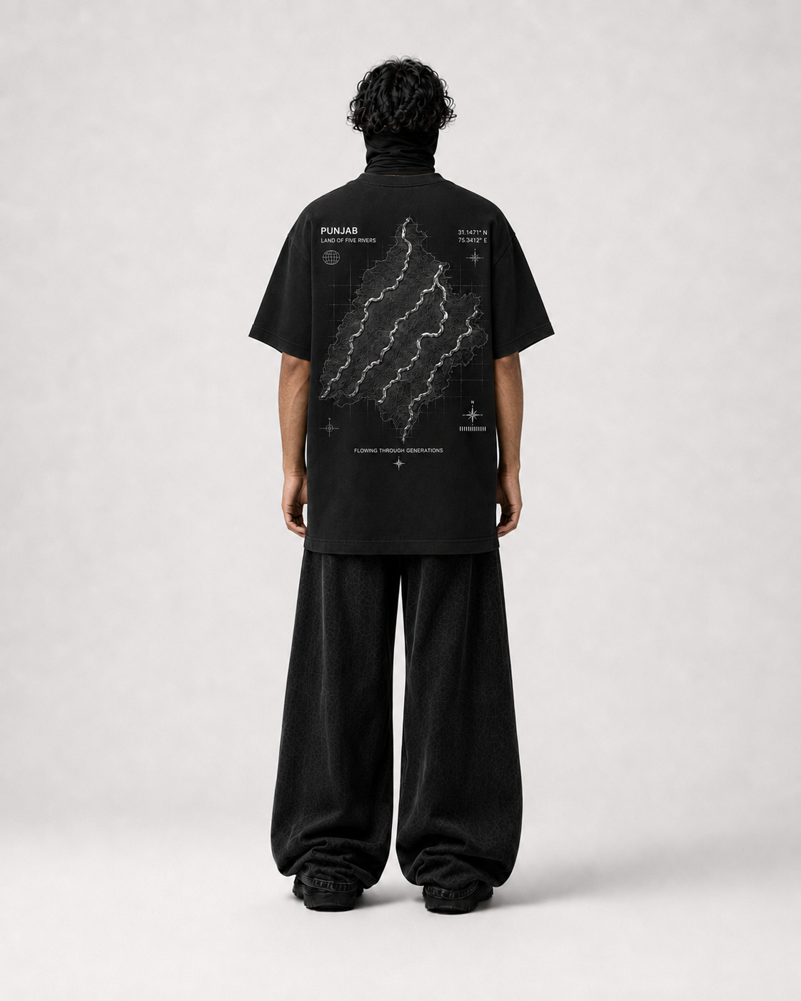 Punjab Archive 03 Oversized Graphic T-Shirt - Black