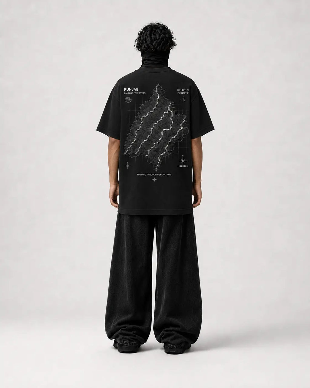 Punjab Five Rivers Oversized T-Shirt – Maroon – back view