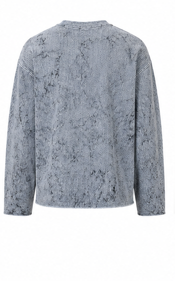 Acid Wash Waffle Knit Full Sleeve T-Shirt – Ash Grey