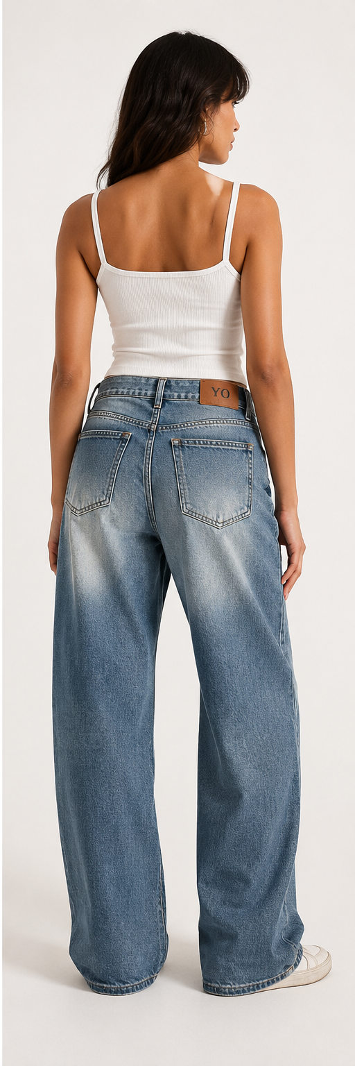 Cloud Fade High-Rise Baggy Jeans