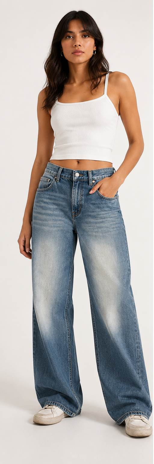 Cloud Fade High-Rise Baggy Jeans