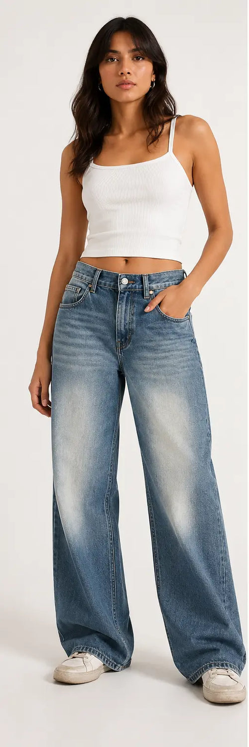Cloud Fade High-Rise Baggy Jeans – front view