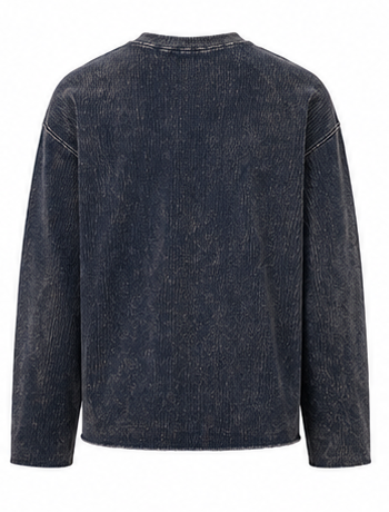 Acid Wash Waffle Knit Full Sleeve T-Shirt – Vintage Navy