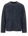 Acid Wash Waffle Knit Full Sleeve T-Shirt – Vintage Navy