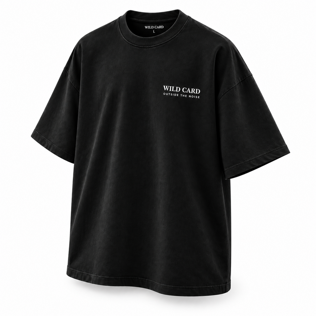 Nobody Cares oversized statement T-shirt black three-quarter view
