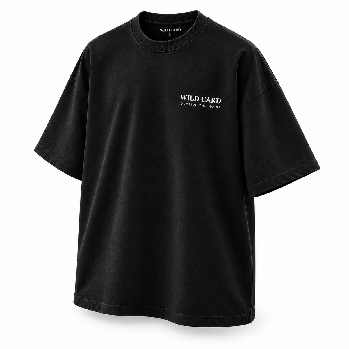 Nobody Cares oversized statement T-shirt black three-quarter view