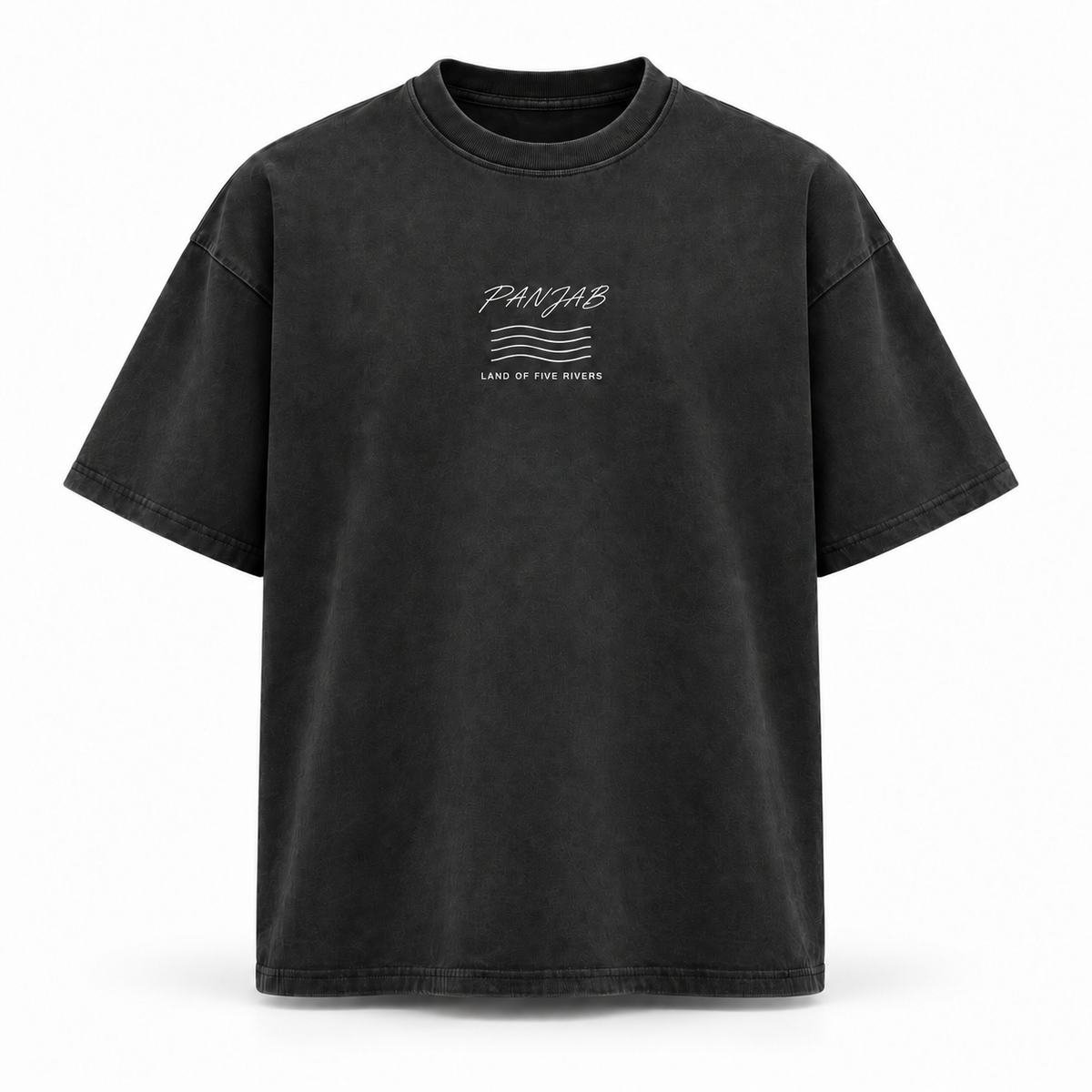 Panjab Land of Five Rivers oversized acid wash T-shirt front view