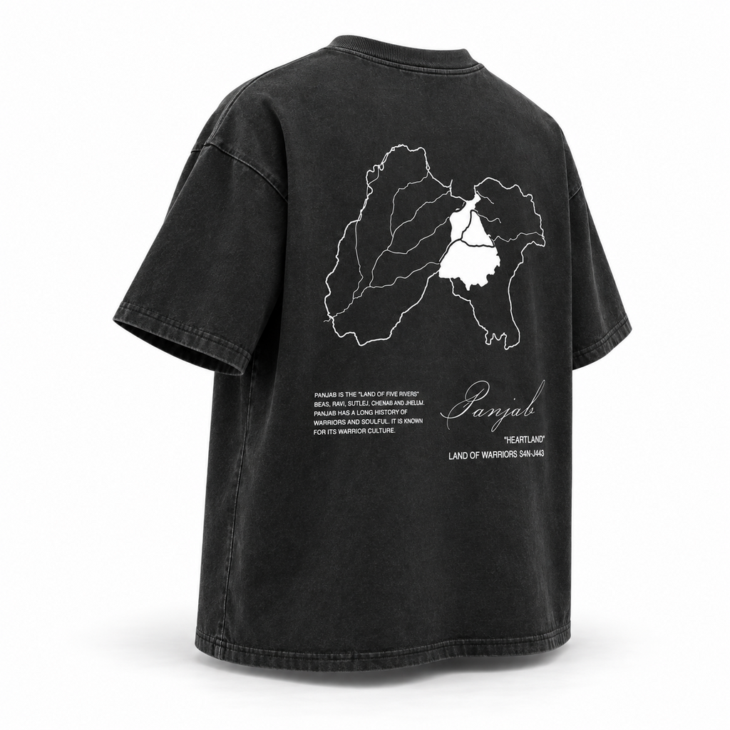 Panjab Heartland oversized acid wash T-shirt three-quarter back view