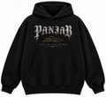 Black Panjab Land of Five Rivers hoodie front with gothic Panjab lettering