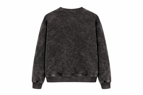 Acid Wash Black cotton fleece sweatshirt back