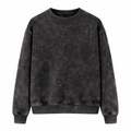 Acid Wash Black cotton fleece sweatshirt front