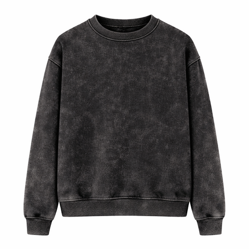 Acid Wash Black cotton fleece sweatshirt front