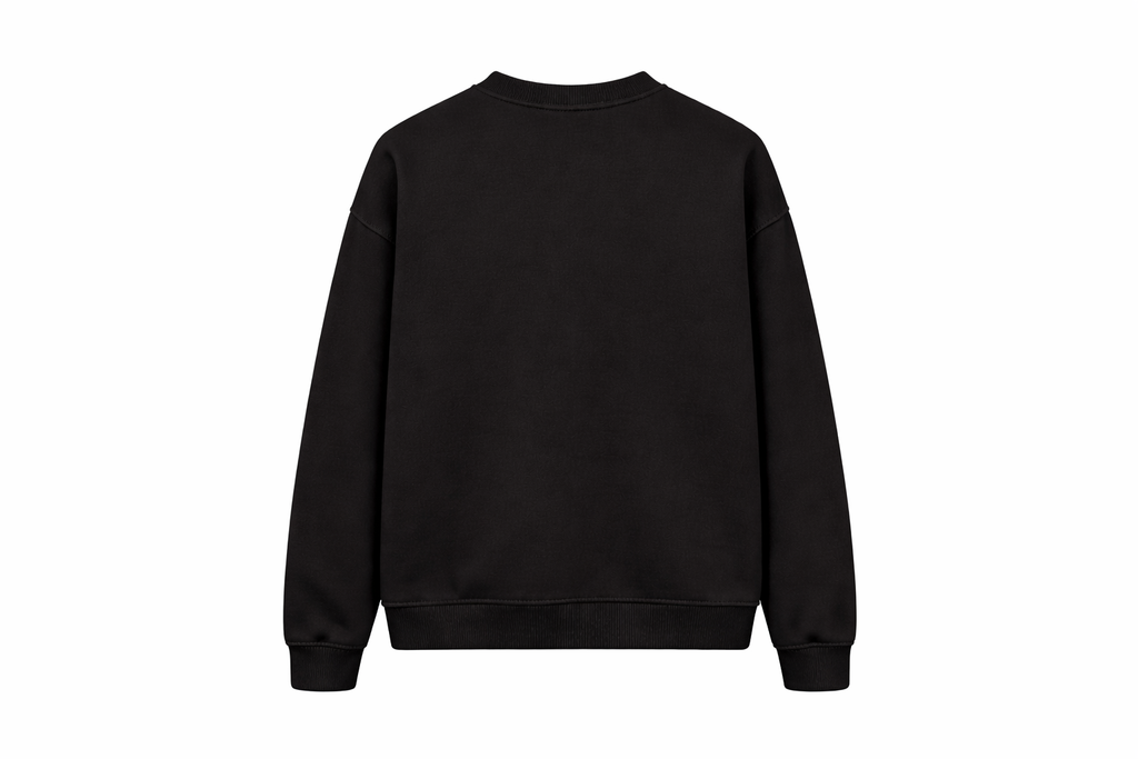 Black cotton fleece sweatshirt back