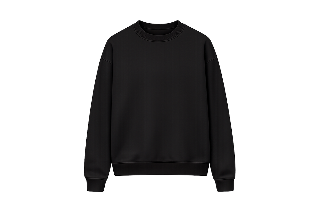 Black cotton fleece sweatshirt front