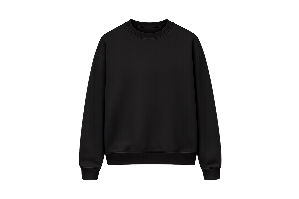 Black cotton fleece sweatshirt front