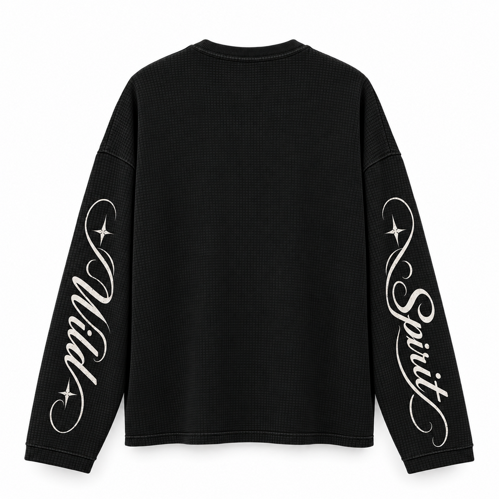 Untamed Born to Break Free waffle knit full sleeve tee - black-back