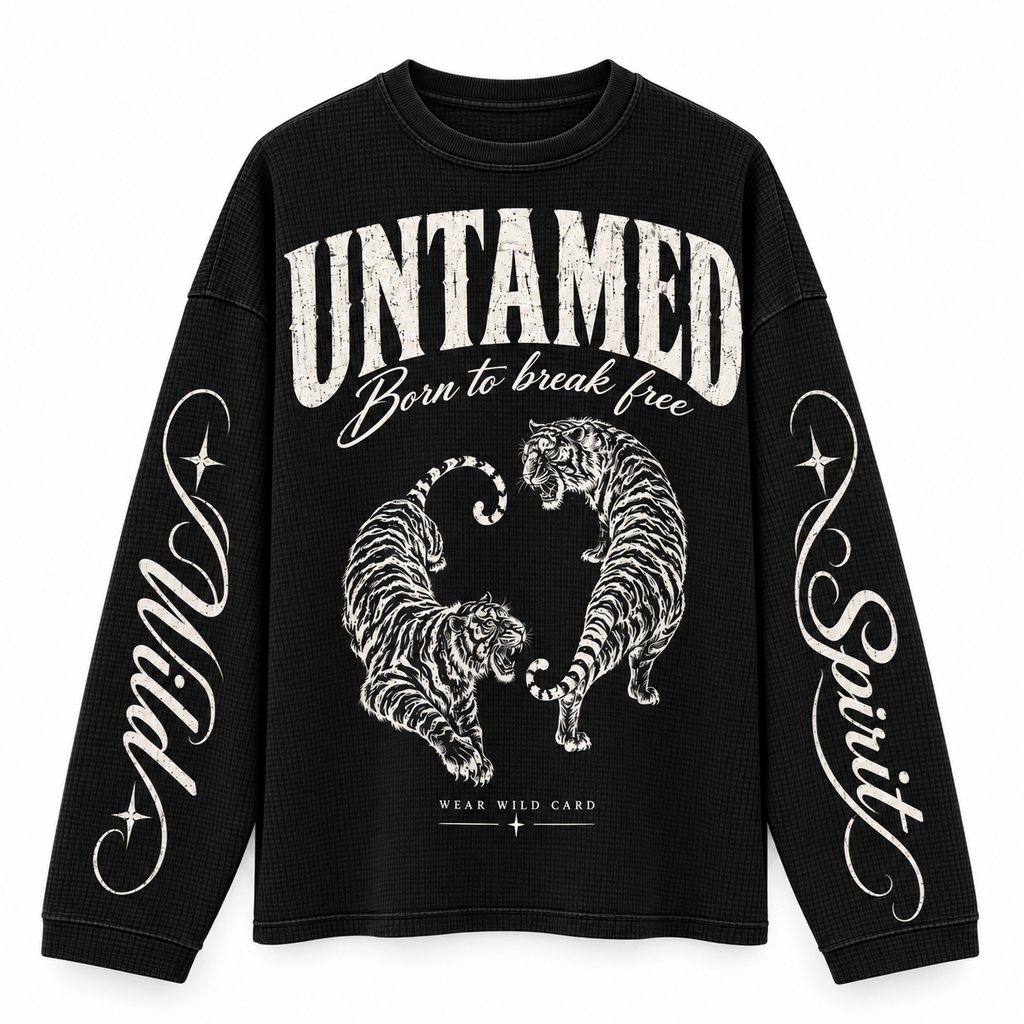 Untamed Born to Break Free waffle knit full sleeve tee - black-front