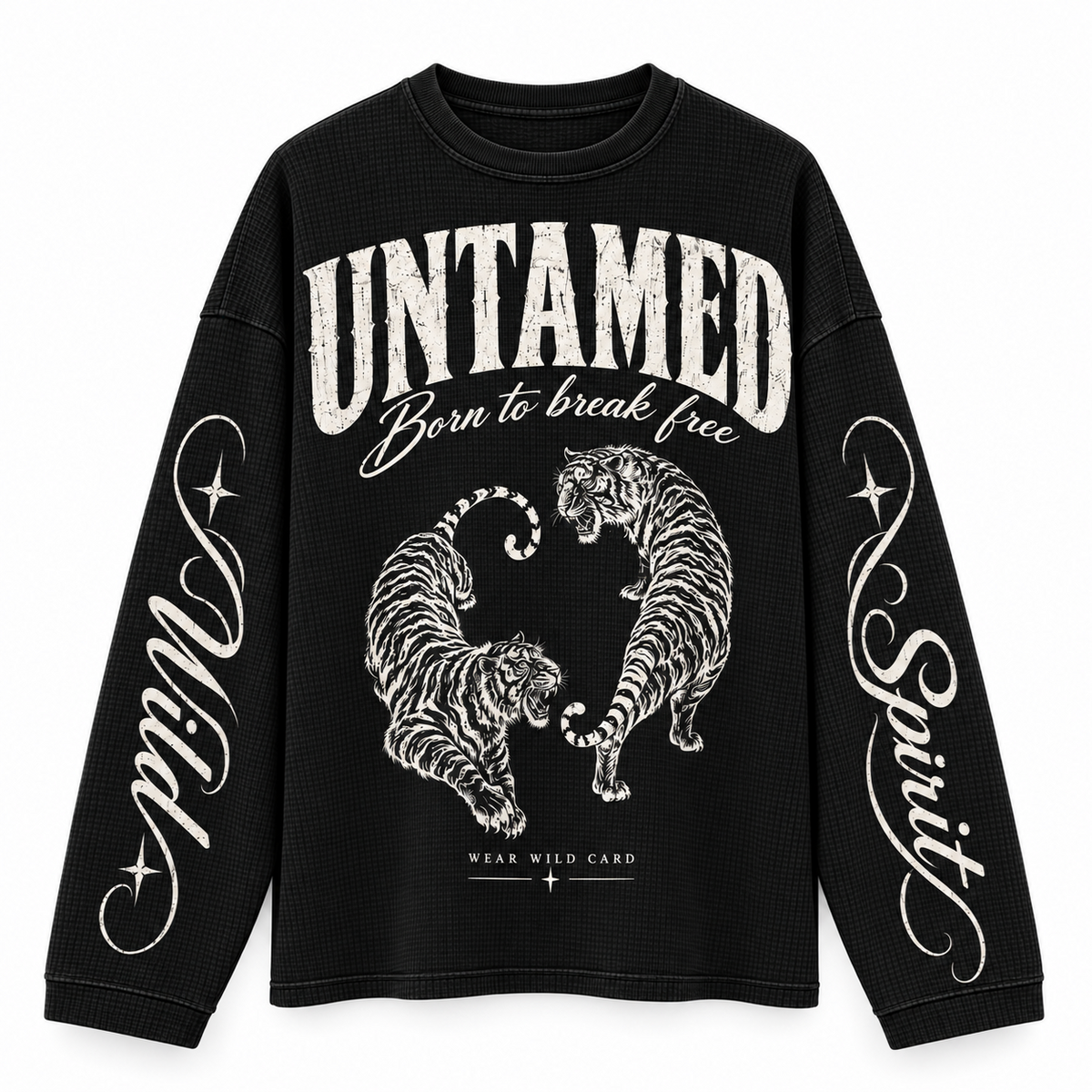 Untamed Born to Break Free waffle knit full sleeve tee - black-front