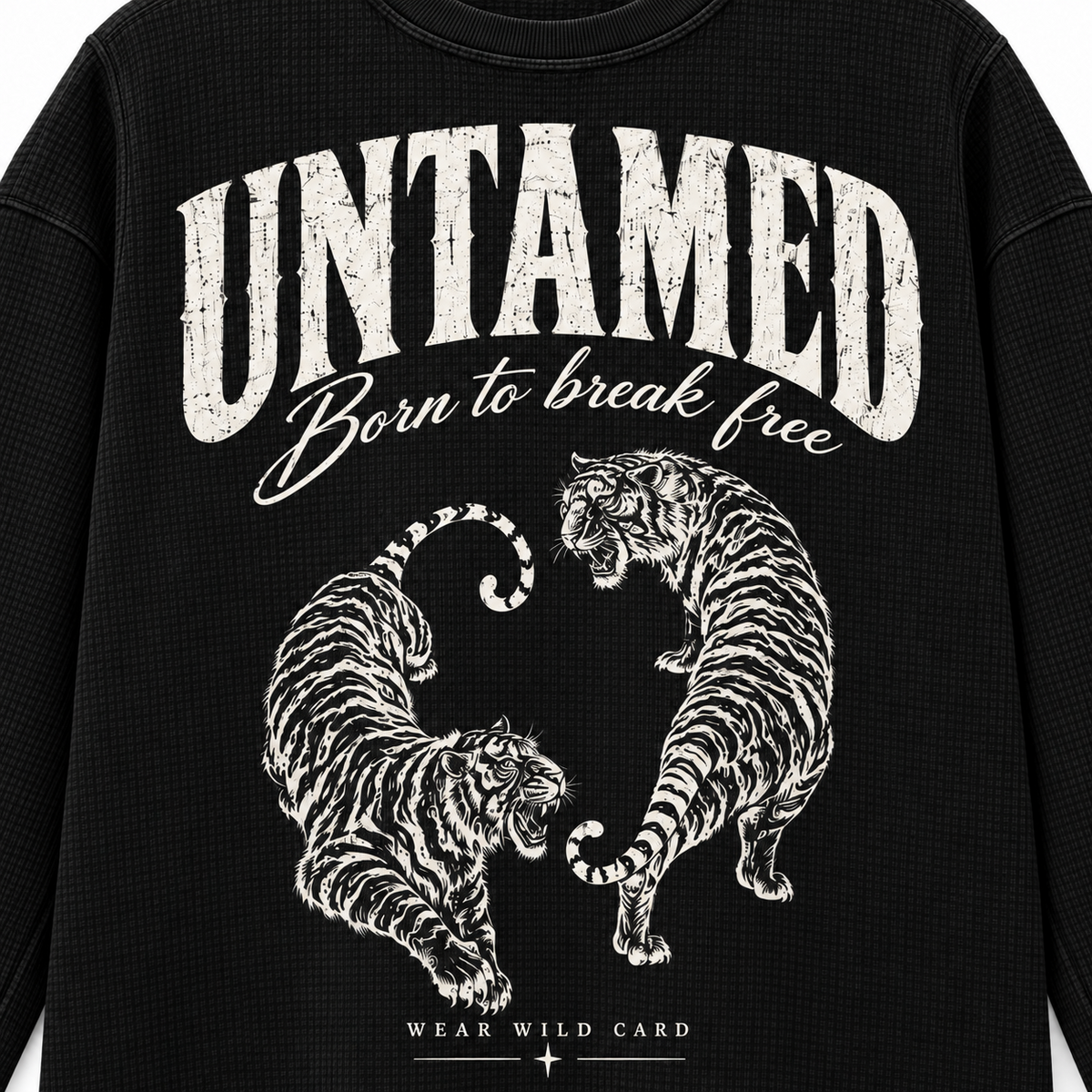 Untamed Born to Break Free waffle knit full sleeve tee - black-print-detail