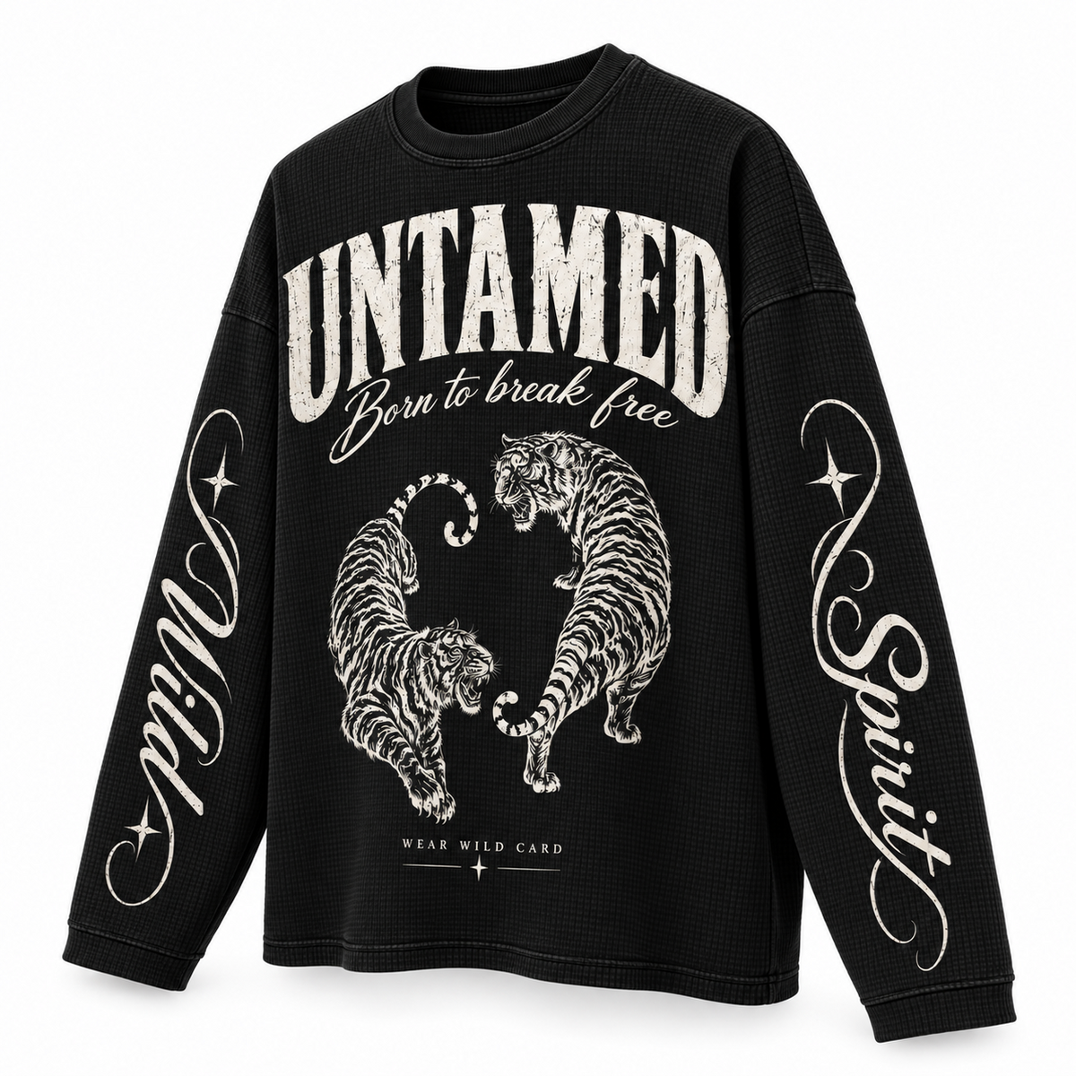 Untamed Born to Break Free waffle knit full sleeve tee - black-three-quarter