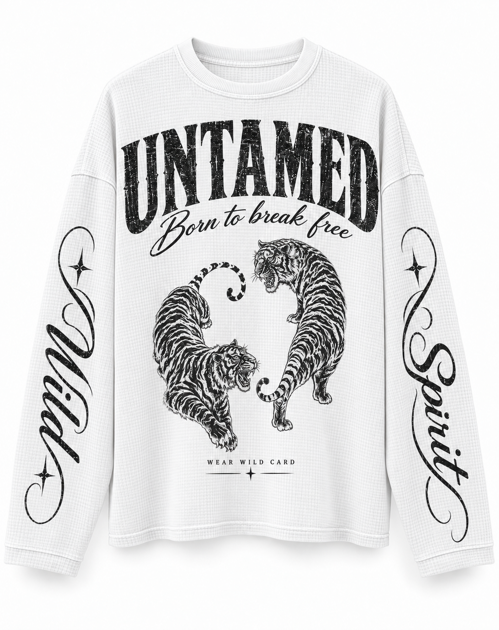 Untamed Born to Break Free waffle knit full sleeve tee - white-front