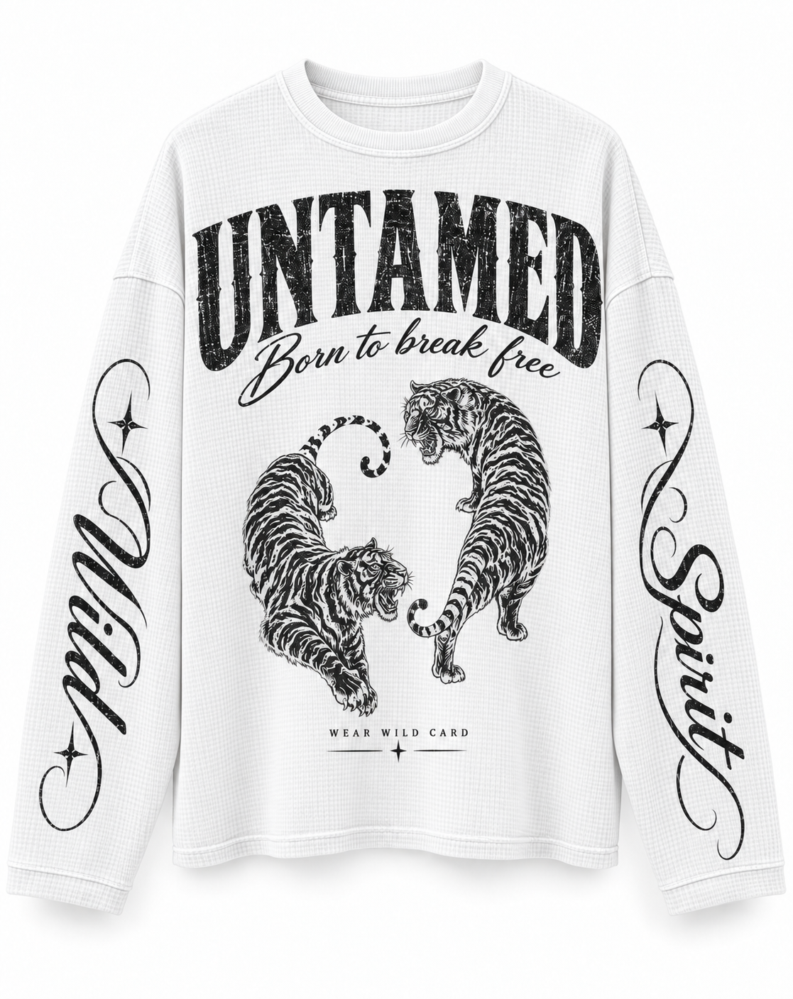 Untamed Born to Break Free waffle knit full sleeve tee - white-front