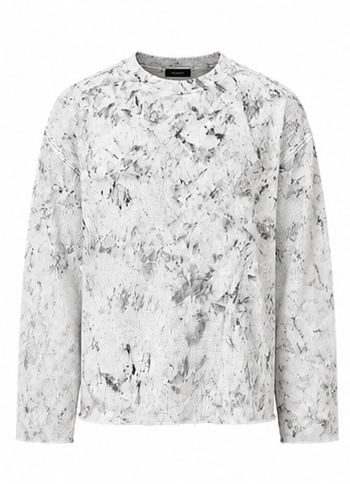 Acid Wash Waffle Knit Full Sleeve T-Shirt | Vintage White | Wear Wildcard