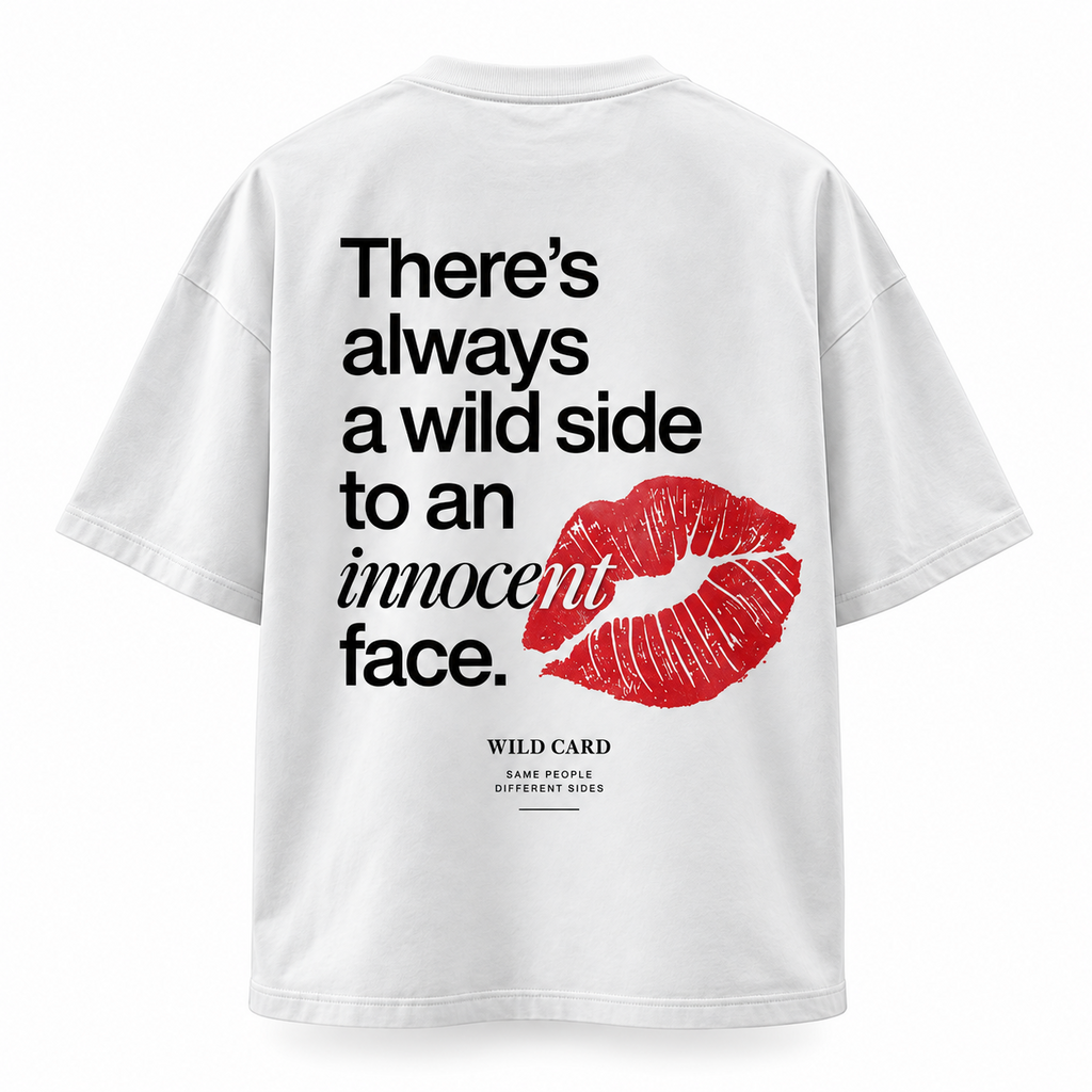 Wild Side Innocent Face oversized T-shirt in white - back-alternate