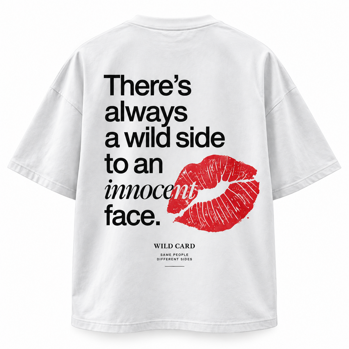 Wild Side Innocent Face oversized T-shirt in white - back-detail