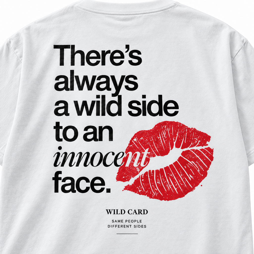 Wild Side Innocent Face oversized T-shirt in white - print-closeup