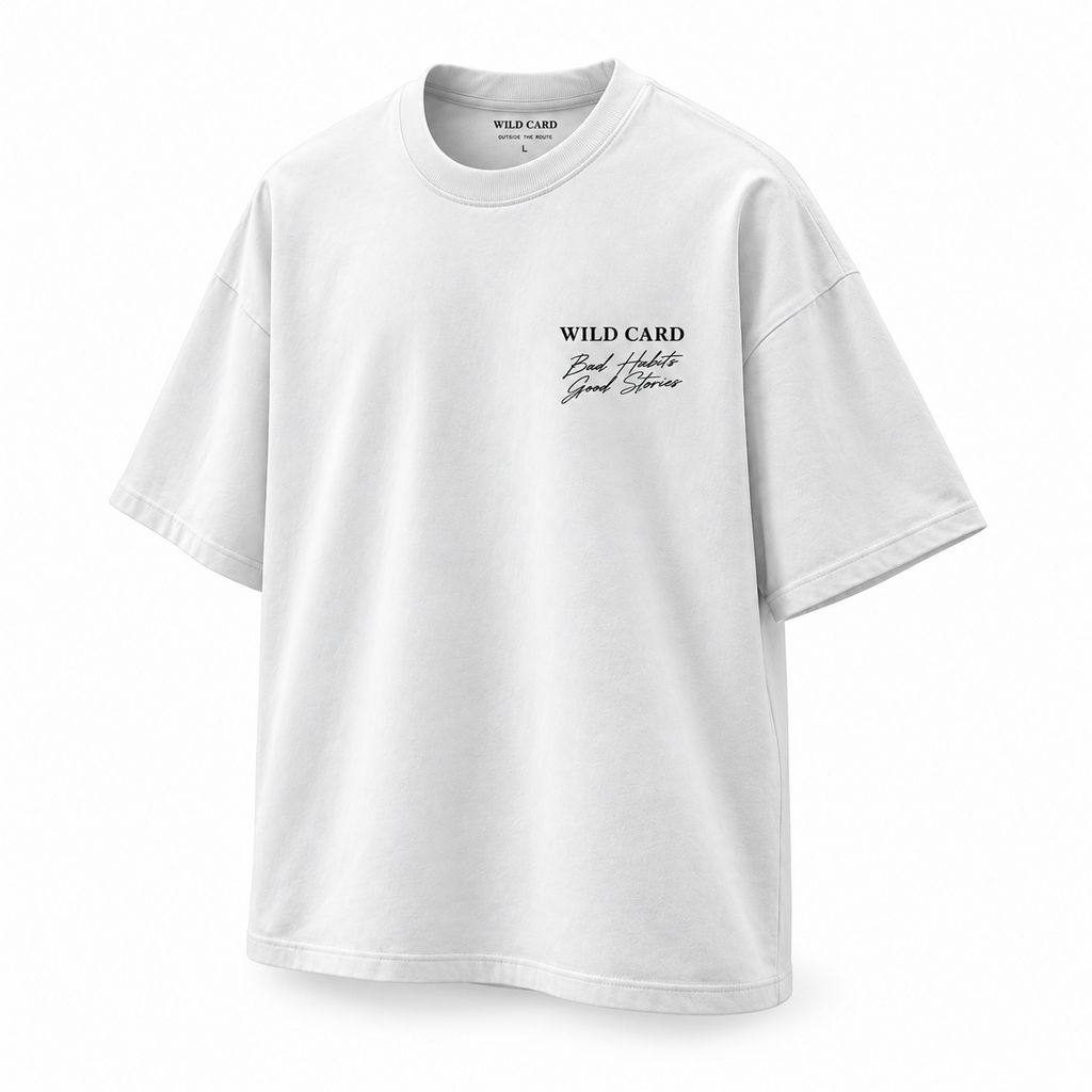 Wild Side Innocent Face oversized T-shirt in white - three-quarter